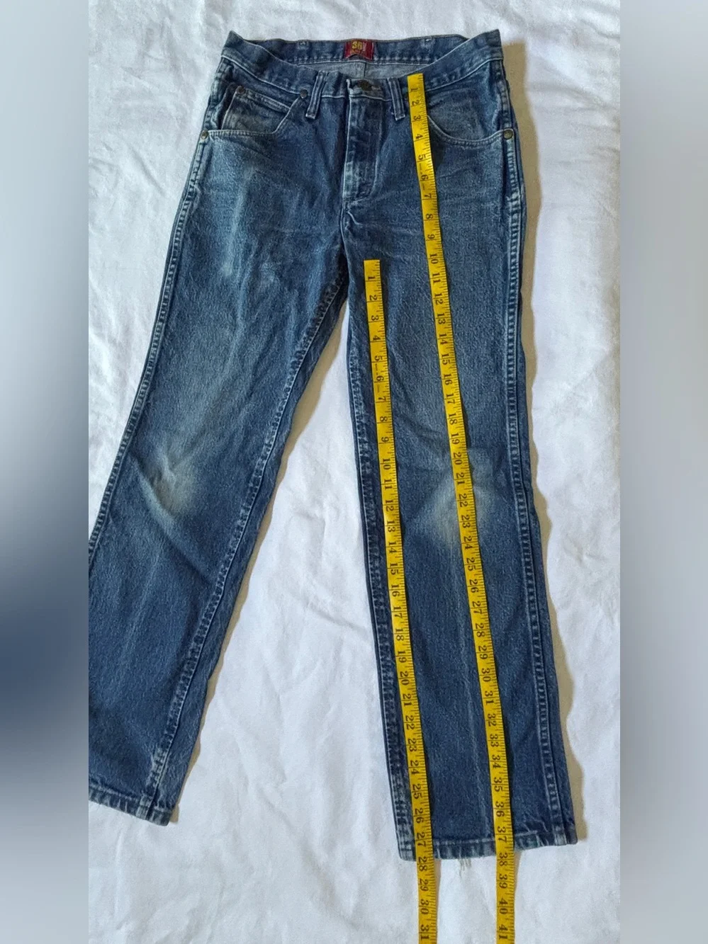 Vintage Wrangler 36MWZ Slim Fit Jeans Men’s 30x30 Blue Made in Mexico USA Fabric